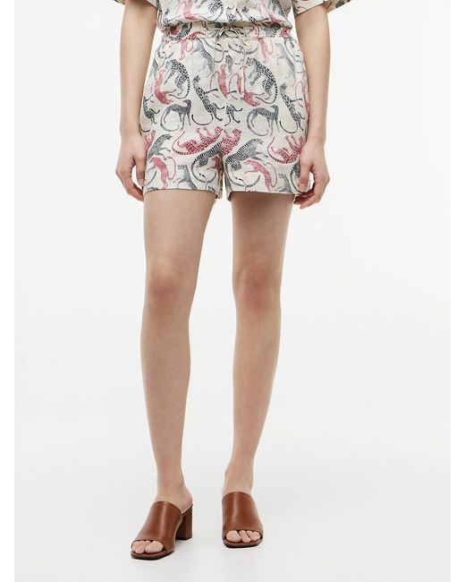 Tommy Hilfiger Natural Flag Embroidery Pure Linen Shorts