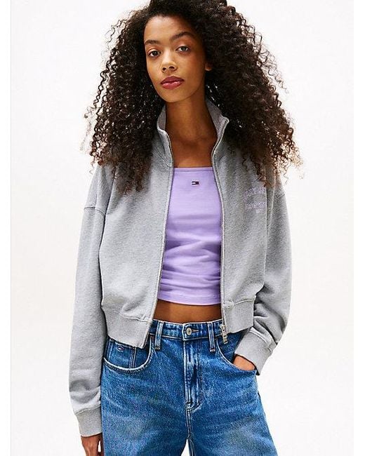 Sudadera Con Capucha Cropped Y Holgada Tommy Hilfiger de color White