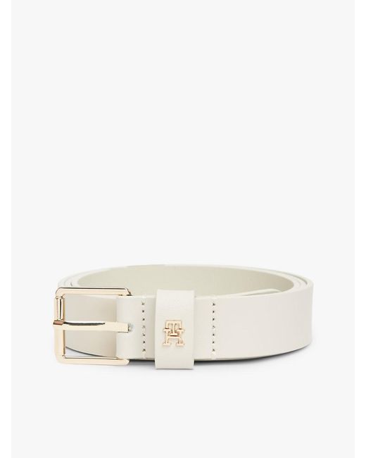Tommy Hilfiger Natural Th Monogram Shiny Leather Belt