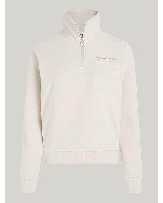 Tommy Hilfiger Classics Fleece Sweatshirt Met Rits Bij De Hals in het White
