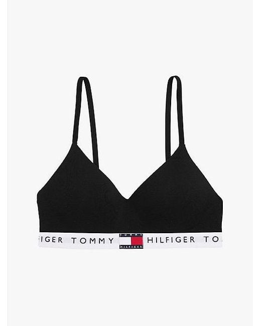 Bralette Push-Up Acolchado Con Logo Tommy Hilfiger de color Black