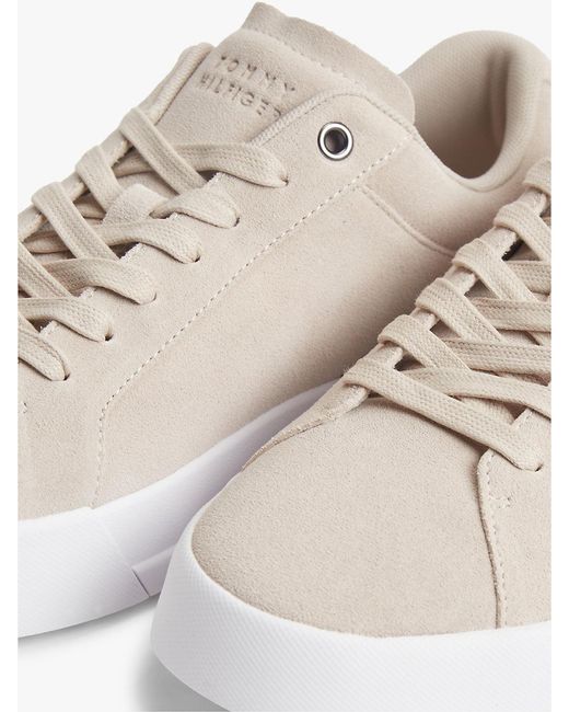 Tommy Hilfiger White Suede Court Trainers for men