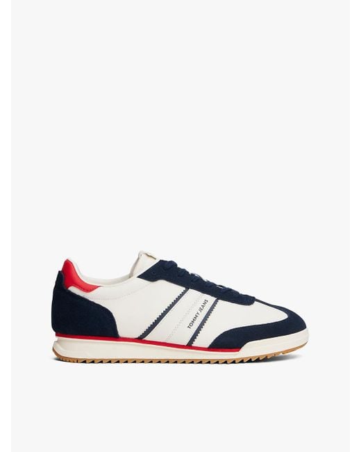 Tommy Hilfiger Blue Retro Serrated Trainers With Leather for men