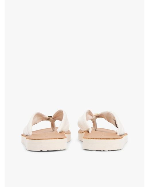 Tommy Hilfiger White Th Monogram Plaque Hemp Flip-Flops