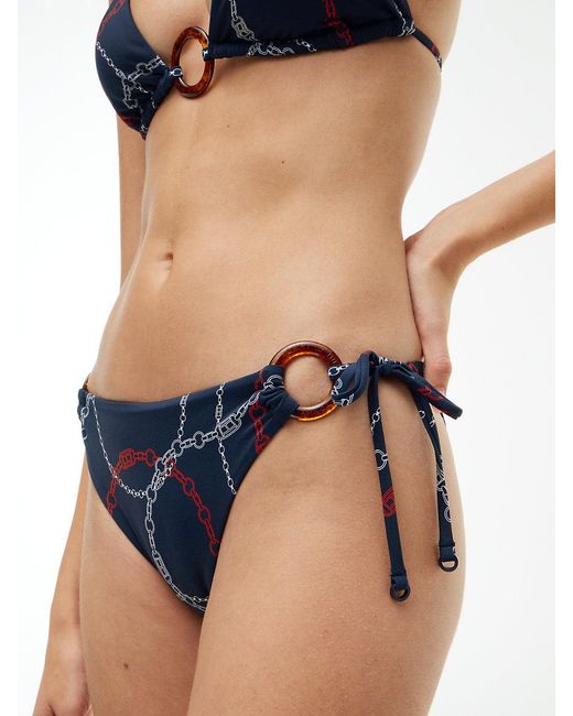 Tommy Hilfiger Blue Global Stripe Side Tie Bikini Bottoms
