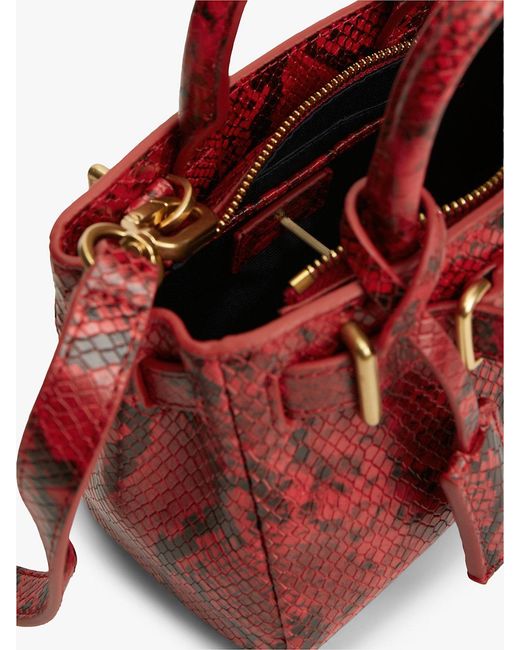 Tommy Hilfiger Red The American Icon Snake Print Leather Tote Bag