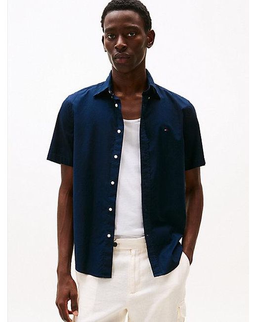 Tommy Hilfiger Th Flex Regular Fit Kurzarmhemd in Blue für Herren