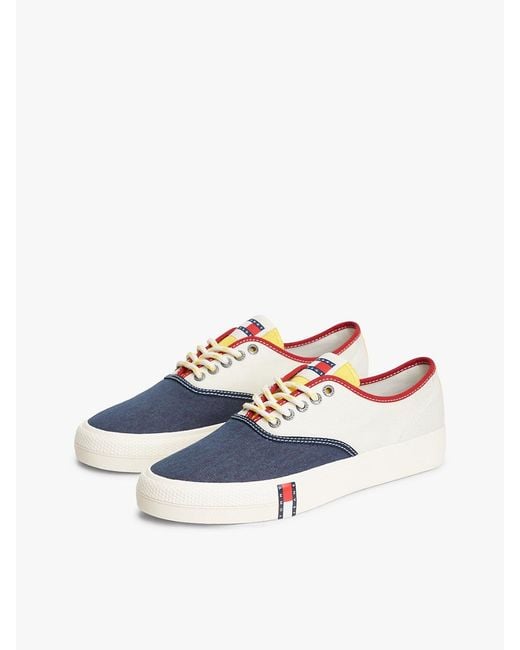Tommy Hilfiger White Archive Canvas Colour-Blocked Trainers for men