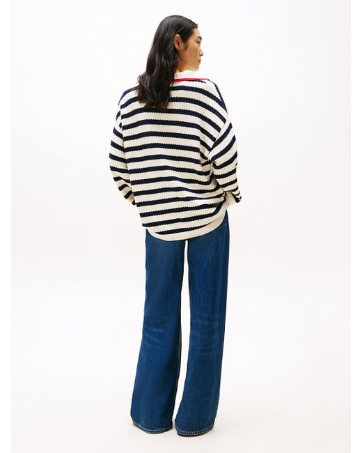 Pull Décontracté À Rayures En Pointelle Tommy Hilfiger en coloris Blue