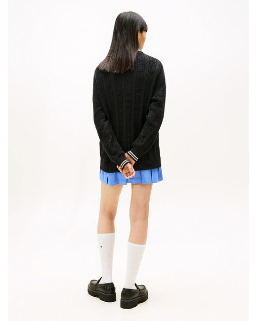 Tommy Hilfiger Black Flag Cable Knit Relaxed Cardigan