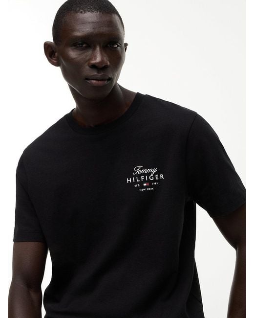 Tommy Hilfiger Blue Logo Jersey Crew Neck T-Shirt for men