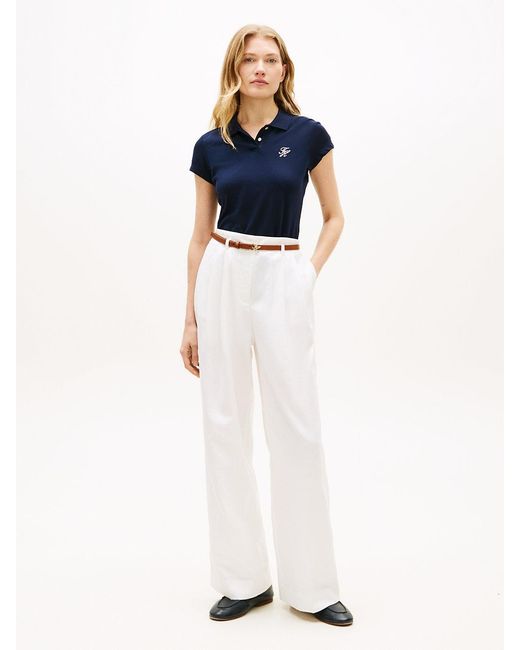 Tommy Hilfiger Blue 1985 Slim Fit Logo Embroidery Polo Shirt