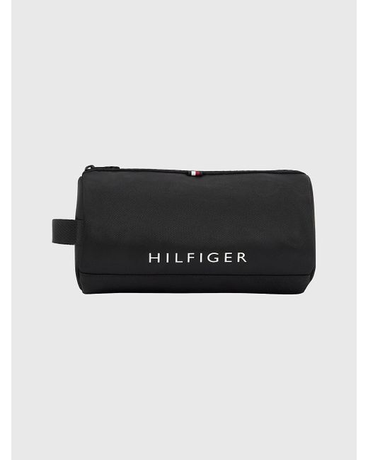 Tommy Hilfiger Black Logo Cylinder Washbag for men