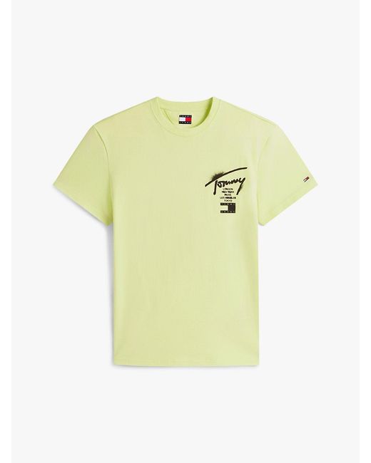 Tommy Hilfiger Yellow Signature Back Logo Jersey T-Shirt for men