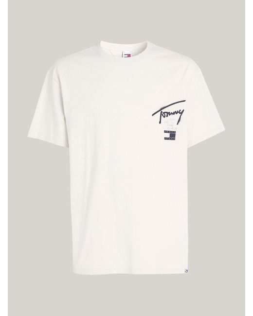 T-shirt à col ras-du-cou et logo au dos Tommy Hilfiger pour homme en coloris White