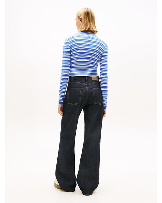 Tommy Hilfiger Blue Stripe Slim Crew Neck Cardigan