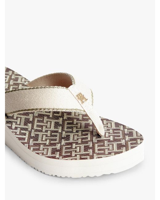 Tommy Hilfiger Natural Th Monogram Wedge Heel Flip-Flops