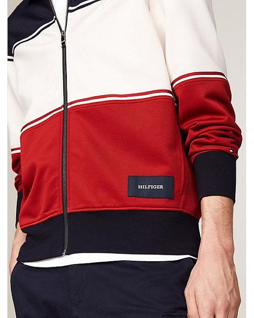 Tommy Hilfiger Color Block-Trainingsjacke mit Logo-Patch in Red für Herren