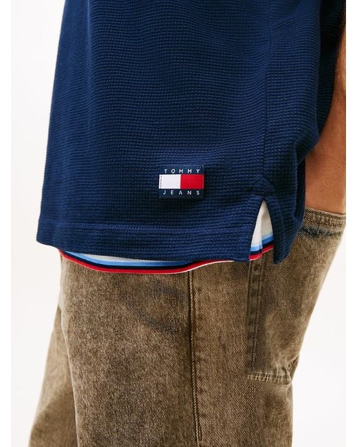 Tommy Hilfiger Blue Tommy Badge Regular Fit Waffle Knit Polo Shirt for men