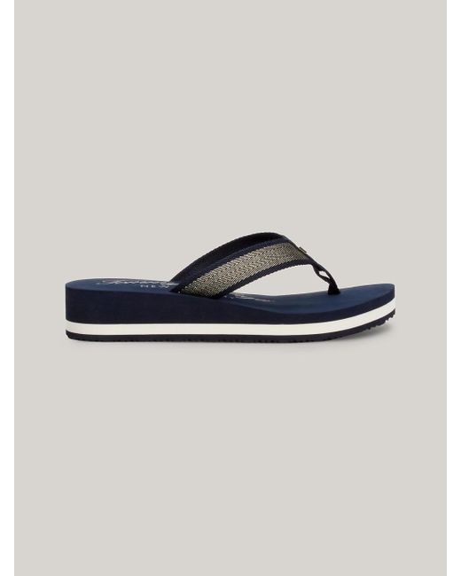Tommy Hilfiger Blue Signature Flatform Beach Sandals