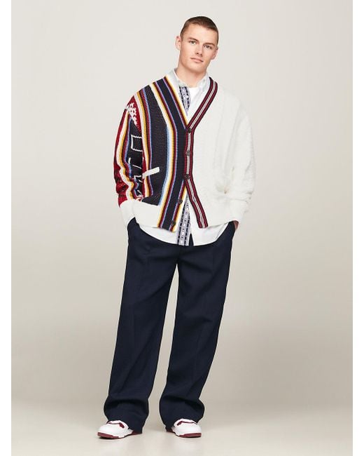 Tommy Hilfiger White Tommy X Clot Dual Gender Stripe Knit Cardigan for men