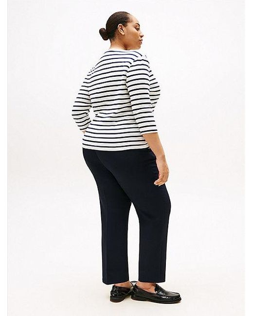 Camiseta Curve De Corte Slim Con Cuello Barco Tommy Hilfiger de color Blue