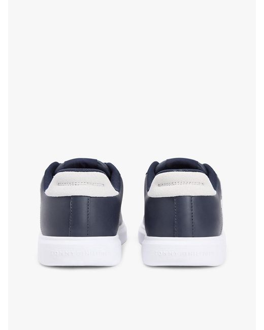 Tommy Hilfiger Blue Hilfiger Icon Leather Logo Embroidery Court Trainers