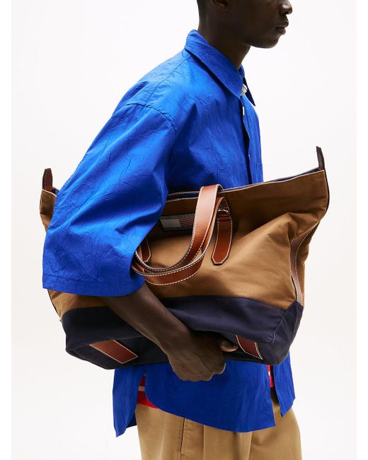 Tommy Hilfiger Brown The Runway Collection Canvas Tote Bag for men