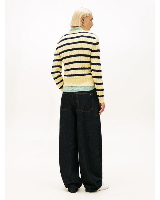 Tommy Hilfiger Yellow Cable Knit Crew Neck Jumper