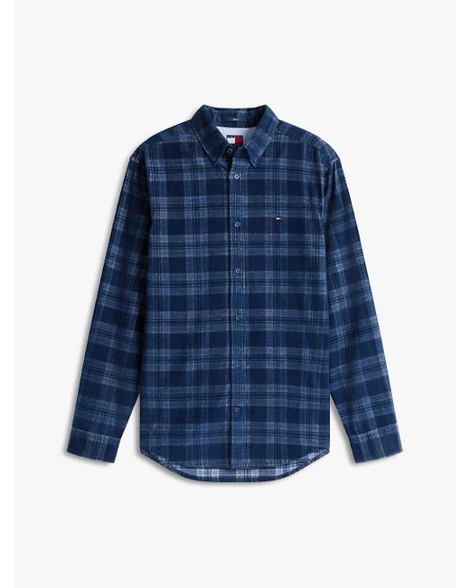 Tommy Hilfiger Blue Regular Fit Prince Of Wales Check Corduroy Shirt for men