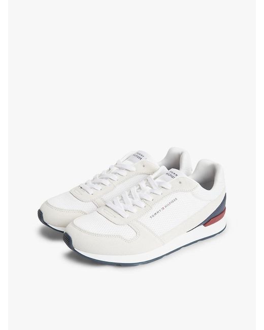Tommy Hilfiger White Suede Lightweight Mesh Trainers for men
