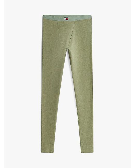 Tommy Hilfiger Lange Riblegging Met Logo in het Green