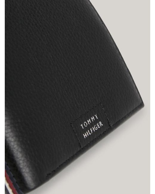 Tommy Hilfiger Black Premium Leather Bifold Flap Wallet for men