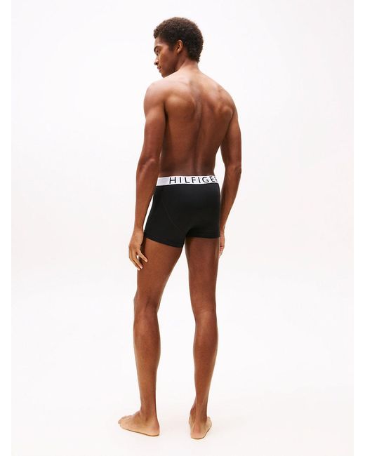 Tommy Hilfiger Black 3-Pack Microfibre Logo Waistband Trunks for men