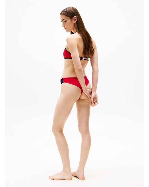 Tommy Hilfiger Red Hilfiger Flag Brazilian Bikini Bottoms