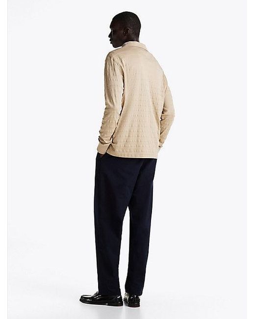 Tommy Hilfiger Regular Fit Polo Met Lange Mouwen in het Natural voor heren