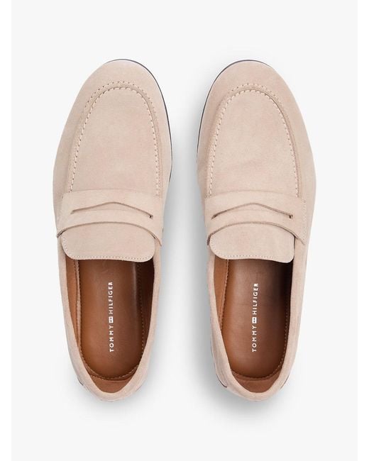 Tommy Hilfiger White Suede Flexible Loafers for men