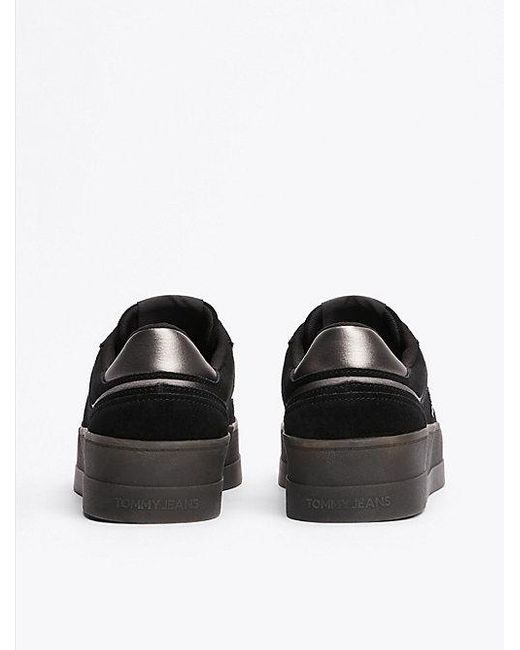 Tommy Hilfiger The Greenwich Suède Sneaker Met Plateauzool in het Black