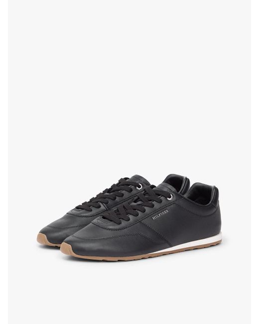 Tommy Hilfiger Black Low Profile Logo Leather Trainers for men