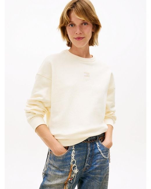 Tommy Hilfiger White Tommy Badge Boxy Fleece Sweatshirt