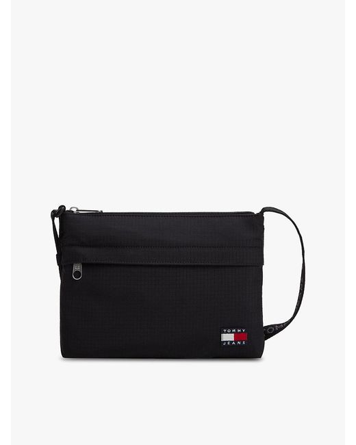 Tommy Hilfiger Black Essential Ripstop Crossbody Sacoche Bag for men