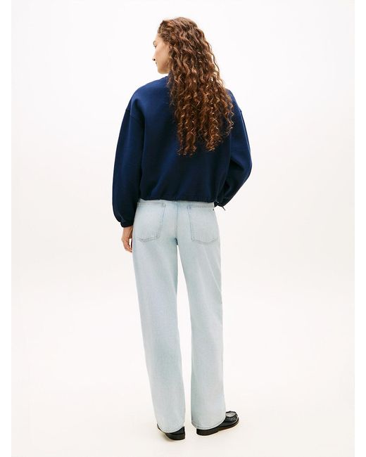 Tommy Hilfiger Blue Crest Embroidery Relaxed Zip-Thru Jumper