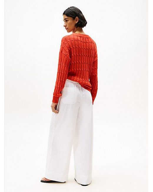 Tommy Hilfiger Relaxed Fit Broek Van Poplin Met Wijde Fit in het Red