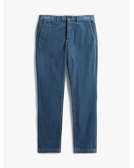 Tommy Hilfiger Denton Straight Fit Corduroy Chino in het Blue voor heren