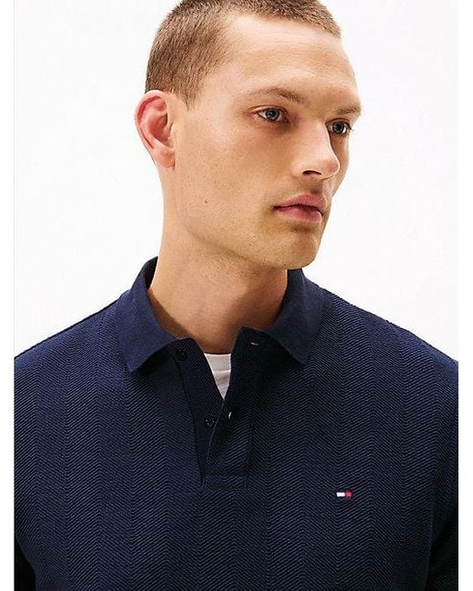 Tommy Hilfiger Poloshirt Met Lange Mouwen En Visgraat in het Blue voor heren