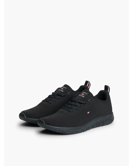 Tommy Hilfiger Black Signature Knitted Trainers for men