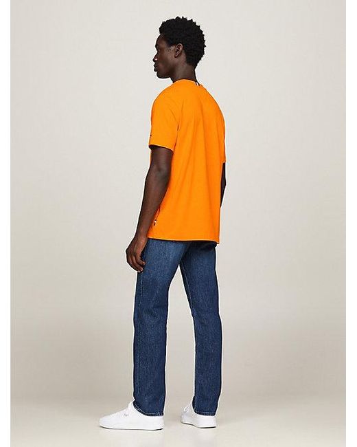 Camiseta de punto con logo estampado Tommy Hilfiger de hombre de color Orange