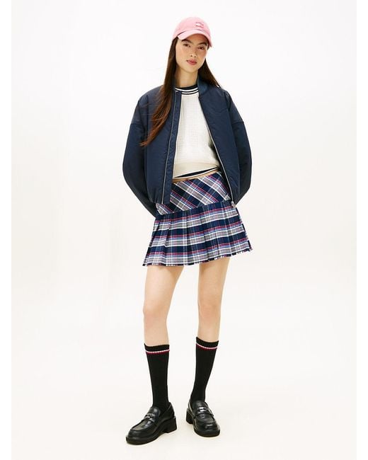 Tommy Hilfiger Blue Tartan Check Pleated Mini Skirt