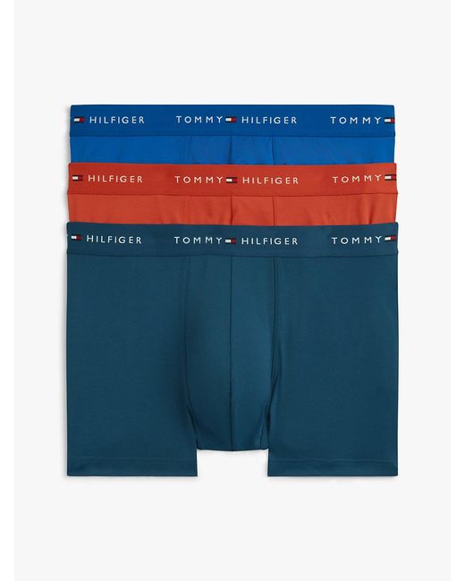 Tommy Hilfiger Blue 3-Pack Signature Logo Microfibre Trunks for men