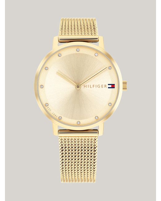 Tommy Hilfiger Metallic Ionic Gold-plated Mesh Strap Watch